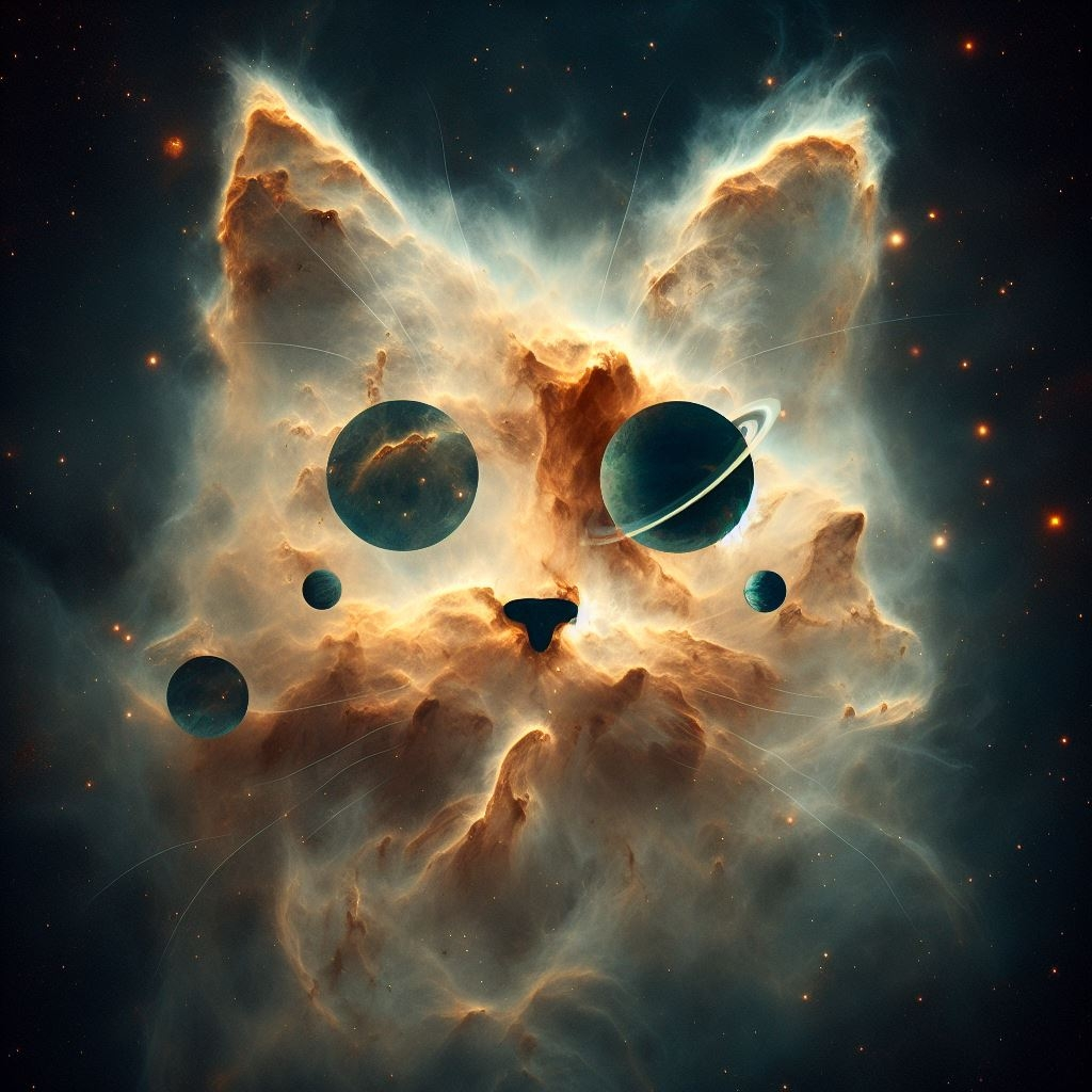 Cat Nebula 6 - Next in my series of Cosmic Cats.  AI Art by Melanie Anne Phillips