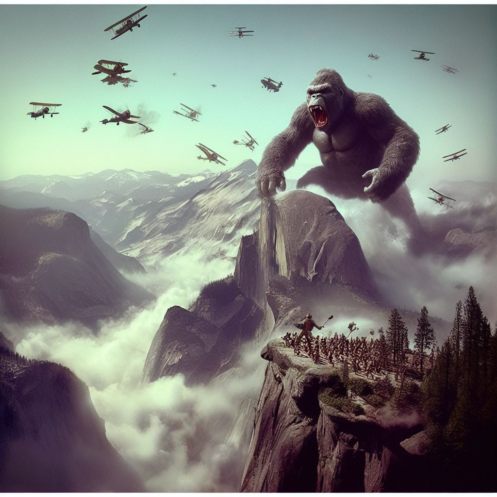 Yosemite Kong - Just an idea I'm toying with.  Not quite there yet...  AI Art by Melanie Anne Phillips